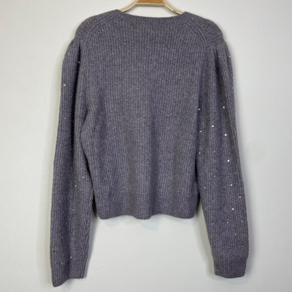 J. Crew Puff Sleeve Rhinestone sweater Supersoft yarn Wool Alpaca Large Sparkly - Picture 4 of 10